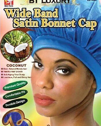 WIDE BAND SATIN BONNET CAP – Coconut Oil Treated   #21034 AST