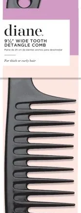 Peigne Diane: 9.75" Widetooth Detangle Black Comb (D142)